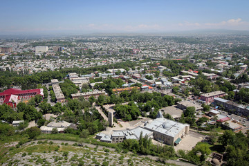 Osh town panoramic view by summer noon, Kyrgyzia