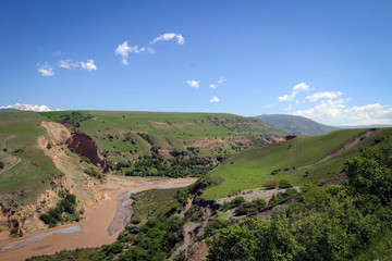 Fototapeta na wymiar Picturesque landscape near Jalal-Abad, Kyrgyzia