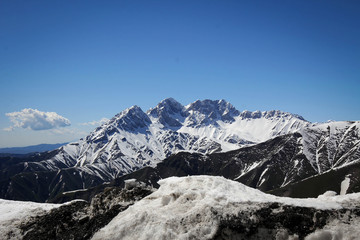 Scenic white peaks of Fergana Range mountains, Tian Shan, Kyrgyzia