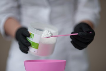 alginate mask in a cosmetology clinic