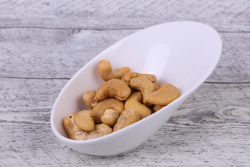Cashew nuts heap in the bowl