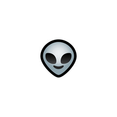 Alien Head Vector Icon. Isolated Stranger Face Cartoon Style Monster Emoji, Emoticon UFO Illustration	