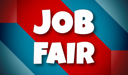 Job Fair - text written on colourful background