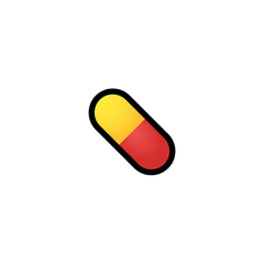 Pill Vector Icon. Isolated Drug Cartoon Style Emoji, Tablet Emoticon Illustration	