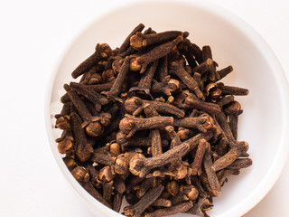 Dried Clove / indian spice laung isolated stock photo with white background.