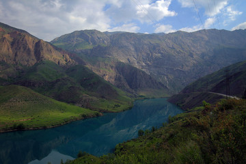 Fototapeta na wymiar Scenic view of Naryn River near Toktogul Dam, Kyrgyzia