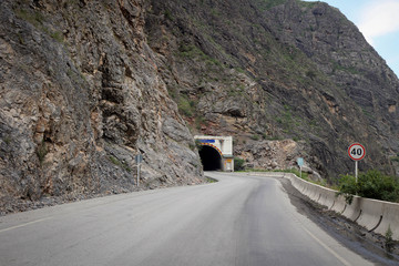 Entrance to tunnel view, Tian Shan range, Kyrgyzia