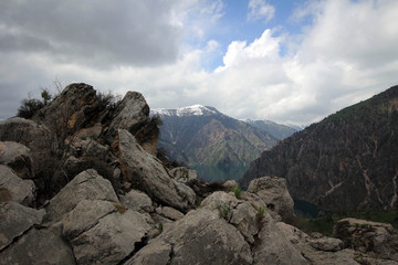 Scenic landscape view near Sary-Chelek Lake, Kyrgyzstan