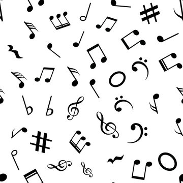 Music note seamless background pattern vector hand drawn kid doodle music note symbol