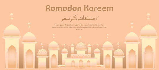 Banners template with ramadan kareem paper cut mosque style for islamic holy month