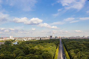 Cityscape of Berlin and road in