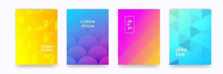 Color gradient background, geometric halftone pattern, vector abstract trendy line graphic design. Simple minimal elements in halftone color gradient, modern pattern backgrounds © Ron Dale