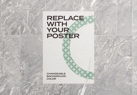 Glued Poster Mockup on Brick Wall