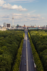 Cityscape of Berlin and road in