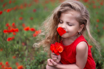 girl with red poppy