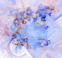 Obraz premium Delicate, romantic, abstract background in blue and lilac colors. Imitation of painting with watercolor paints. Computer generated fractal background.