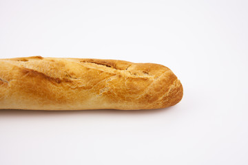 Freshly baked bread on a white background. Perfect for Breakfast. For the presentation of essential goods, bakeries or bread production.