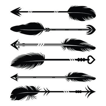 Hand Drawn Feather Arrow Silhouette Collection