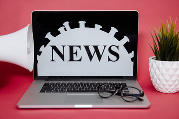 Coronavirus news on the laptop concept. Quarantine times