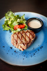 beef steak with salad
