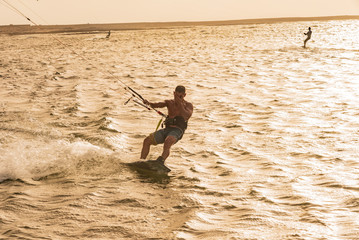 surfer at sunset Canary Island of Fuerteventura