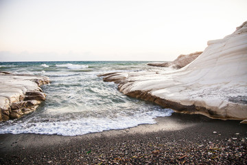 White stones beach near Limassol sunset time, Cyprus