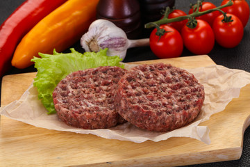 Raw burger cutlet