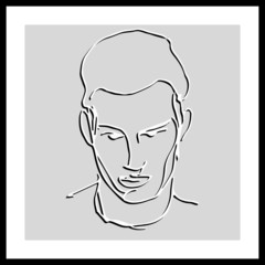 Linear work. Man. Vector illustration.
