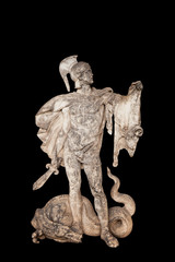 Ancient statue of hero Jason in Greek mythology. He is the grandson of the messenger god Hermes and husbend of Medea. Jason also owns the Golden Fleece. - obrazy, fototapety, plakaty