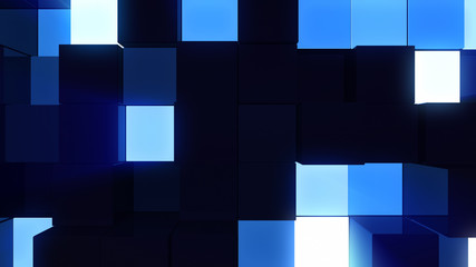 Light Block illumination neon Wall Bump 3D illustration abstract background.