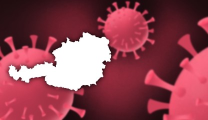 Austria  corona virus update with  map on corona virus background,report new case,total deaths,new deaths,serious critical,active cases,total recovered,virus spread  Wuhan China