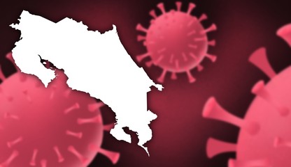 Costa Rica corona virus update with  map on corona virus background,report new case,total deaths,new deaths,serious critical,active cases,total recovered,virus spread  Wuhan China