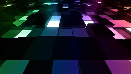 Light Block illumination neon Wall Bump 3D illustration abstract background.