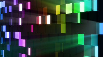 Light Block illumination neon Wall Bump 3D illustration abstract background.