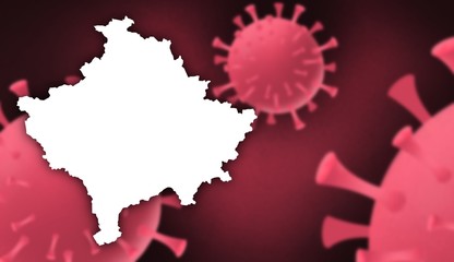 Kosovo corona virus update with  map on corona virus background,report new case,total deaths,new deaths,serious critical,active cases,total recovered,virus spread  Wuhan China