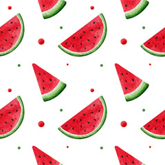 Seamless watercolor watermelon pattern