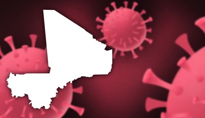 Mali corona virus update with  map on corona virus background,report new case,total deaths,new deaths,serious critical,active cases,total recovered,virus spread  Wuhan China