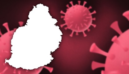 Mauritius  corona virus update with  map on corona virus background,report new case,total deaths,new deaths,serious critical,active cases,total recovered,virus spread  Wuhan China