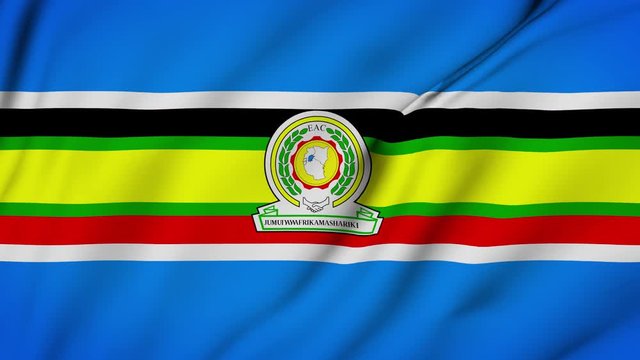 East African community flag is waving 3D animation. The East African community flag waving in the wind. National flag of East African community. flag seamless loop animation. 4K