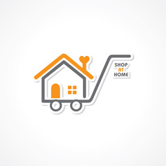 Illustration for Stay Home, Stay Safe and Online shopping with free and express delivery Concept