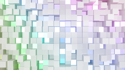 Light Block illumination neon Wall Bump 3D illustration abstract background.