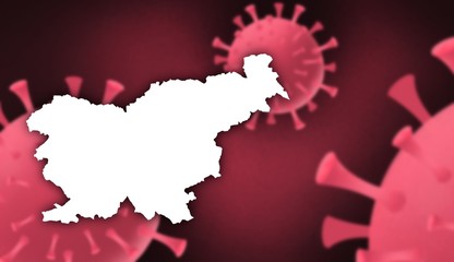 Slovenia corona virus update with  map on corona virus background,report new case,total deaths,new deaths,serious critical,active cases,total recovered,virus spread  Wuhan China