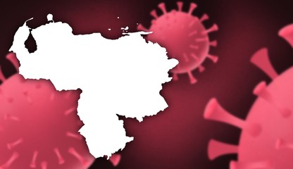 Venezuela  corona virus update with  map on corona virus background,report new case,total deaths,new deaths,serious critical,active cases,total recovered,virus spread  Wuhan China