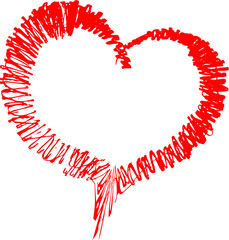 Red heart - outline drawing for an emblem or logo. Template for greeting card for Valentine's Day.