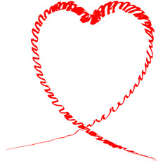 Red heart - outline drawing for an emblem or logo. Template for greeting card for Valentine's Day.