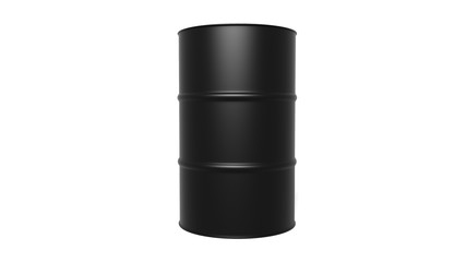 One black oil barrel isolated on white. 3D-rendering.