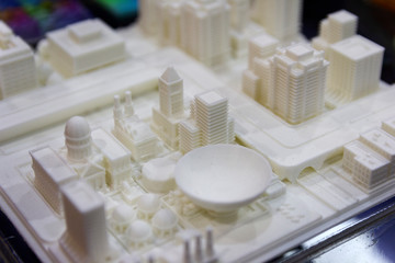 Modern buildings printed on a 3D printer. Technologies