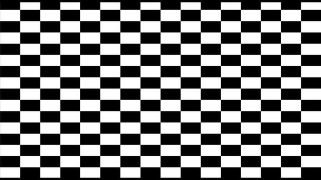 Black and white pattern checkers vertical. Future geometric patterns motion background