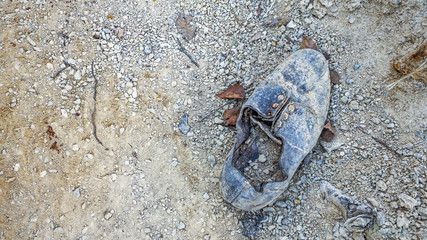 Dirty boot in mud
