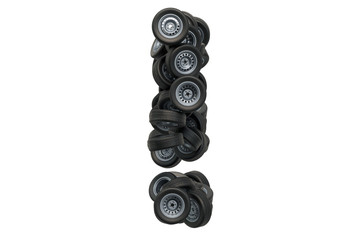 Exclamation mark from car wheels, 3D rendering